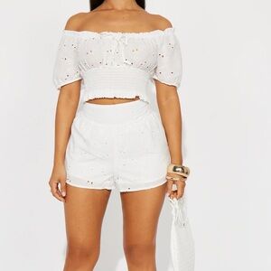 Fashion Nova White High Waist Women Shorts